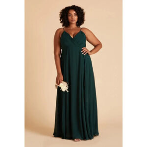 NWT Birdy Grey Kaia Maxi Dress Sleeveless Sweetheart V Neck Chiffon Emerald 3X